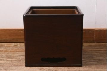 アンティーク雑貨　大正昭和初期　紫檀(シタン)材　シンプルで品のある角火鉢(木製火鉢、箱火鉢)(R-040890)