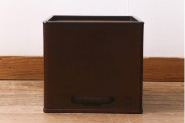アンティーク雑貨　大正昭和初期　紫檀(シタン)材　シンプルで品のある角火鉢(木製火鉢、箱火鉢)(R-040891)