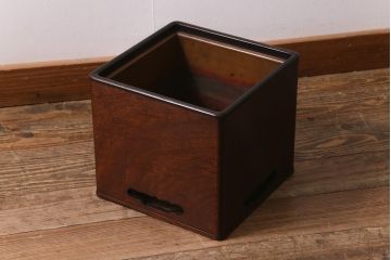 アンティーク雑貨　大正昭和初期　紫檀(シタン)材　シンプルで品のある角火鉢(木製火鉢、箱火鉢)(R-040891)