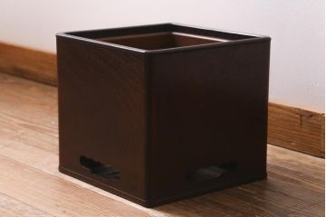 アンティーク雑貨　大正昭和初期　紫檀(シタン)材　シンプルで品のある角火鉢(木製火鉢、箱火鉢)(R-040891)