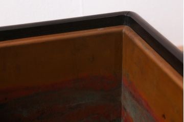 アンティーク雑貨　大正昭和初期　紫檀(シタン)材　シンプルで品のある角火鉢(木製火鉢、箱火鉢)(R-040891)