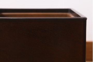 アンティーク雑貨　大正昭和初期　紫檀(シタン)材　シンプルで品のある角火鉢(木製火鉢、箱火鉢)(R-040891)