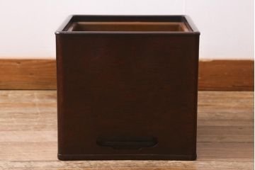 アンティーク雑貨　大正昭和初期　紫檀(シタン)材　シンプルで品のある角火鉢(木製火鉢、箱火鉢)(R-040891)