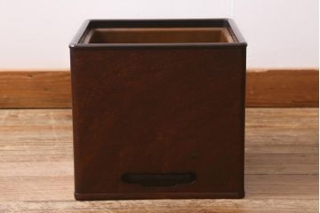 アンティーク雑貨　大正昭和初期　紫檀(シタン)材　シンプルで品のある角火鉢(木製火鉢、箱火鉢)(R-040891)
