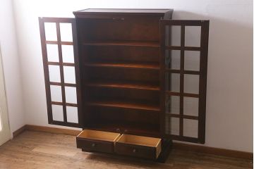 中古　北海道民芸家具　#115　和洋折衷のお部屋におすすめなブックケース(本箱、収納棚、戸棚)(R-040893)