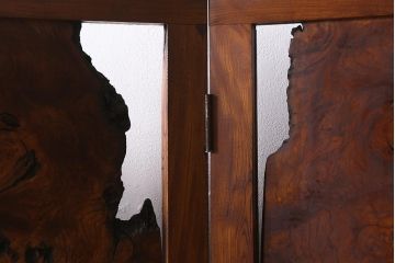 アンティーク家具　和製アンティーク　大正昭和初期　総ケヤキ材製　激レア!玉杢材を贅沢に使用した衝立(つい立て、パーテーション、仕切り)(R-040895)