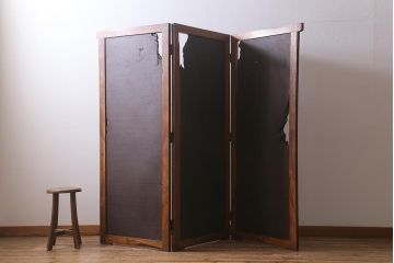 アンティーク家具　和製アンティーク　大正昭和初期　総ケヤキ材製　激レア!玉杢材を贅沢に使用した衝立(つい立て、パーテーション、仕切り)(R-040895)