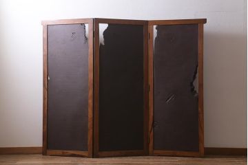 アンティーク家具　和製アンティーク　大正昭和初期　総ケヤキ材製　激レア!玉杢材を贅沢に使用した衝立(つい立て、パーテーション、仕切り)(R-040895)