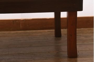 アンティーク家具　和製アンティーク　昭和中期　栓材　味わい深い木目が目を引く角ちゃぶ台(折りたたみテーブル、座卓、ローテーブル)(R-040903)