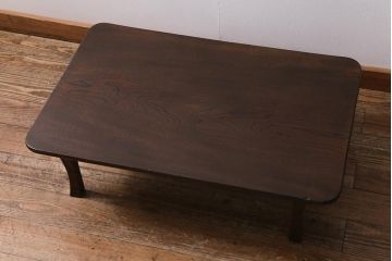 レトロ家具　昭和レトロ　昭和中期　栓材製　懐かしい雰囲気を醸し出す角ちゃぶ台(折りたたみテーブル、座卓、ローテーブル)(R-040904)