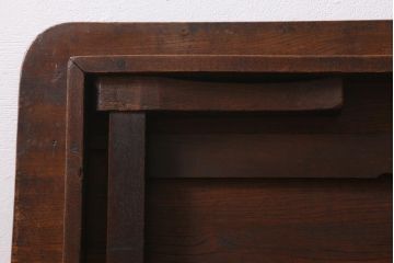 レトロ家具　昭和レトロ　昭和中期　栓材製　懐かしい雰囲気を醸し出す角ちゃぶ台(折りたたみテーブル、座卓、ローテーブル)(R-040904)