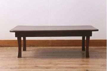 レトロ家具　昭和レトロ　昭和中期　栓材製　懐かしい雰囲気を醸し出す角ちゃぶ台(折りたたみテーブル、座卓、ローテーブル)(R-040904)