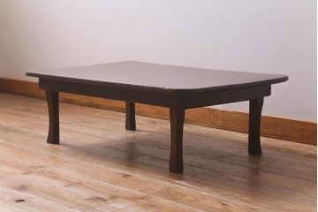 レトロ家具　昭和レトロ　昭和中期　栓材製　懐かしい雰囲気を醸し出す角ちゃぶ台(折りたたみテーブル、座卓、ローテーブル)(R-040904)
