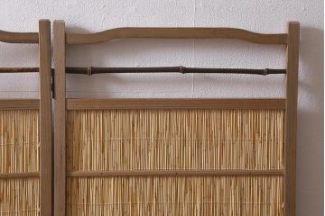 ビンテージ家具　透かしの意匠が風情あふれる四連折り畳み式パーテーション(衝立、仕切り)(R-040908)