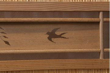ビンテージ家具　透かしの意匠が風情あふれる四連折り畳み式パーテーション(衝立、仕切り)(R-040908)