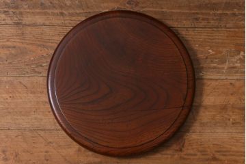 レトロ雑貨　総ケヤキ材　杢目が美しい木製の茶櫃(茶道具、小物入れ)(R-040913)