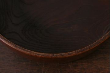 レトロ雑貨　総ケヤキ材　杢目が美しい木製の茶櫃(茶道具、小物入れ)(R-040913)