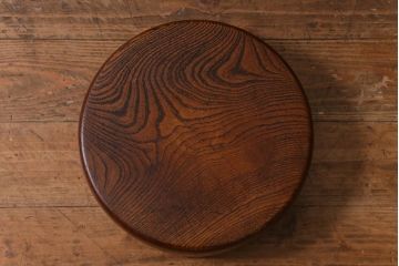 レトロ雑貨　総ケヤキ材　杢目が美しい木製の茶櫃(茶道具、小物入れ)(R-040913)