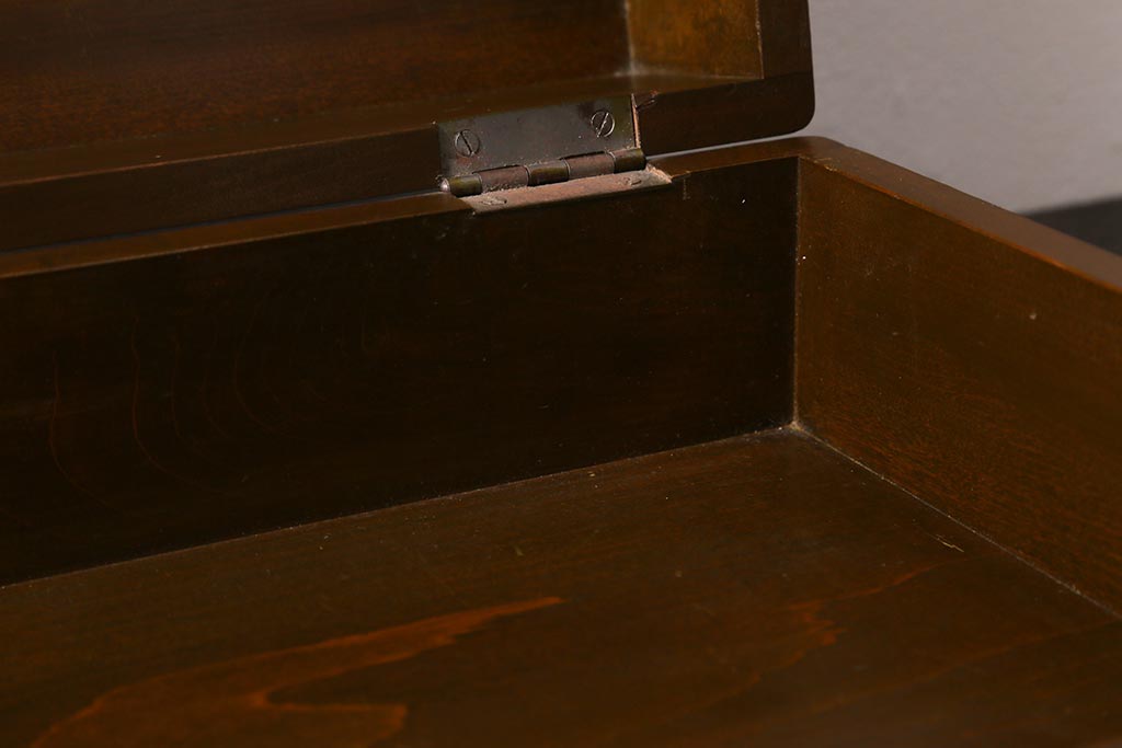 アンティーク雑貨　和製アンティーク　落ち着いた木色のレトロな収納箱(木箱、小物入れ)(R-040914)