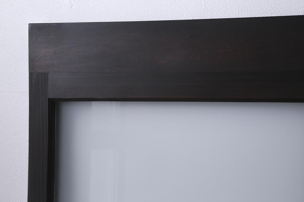 アンティーク建具　背高リメイク　昭和レトロ　ダイヤガラス・すりガラス入り　吊り下げタイプのガラス戸3枚セット(引き戸)(R-040924)