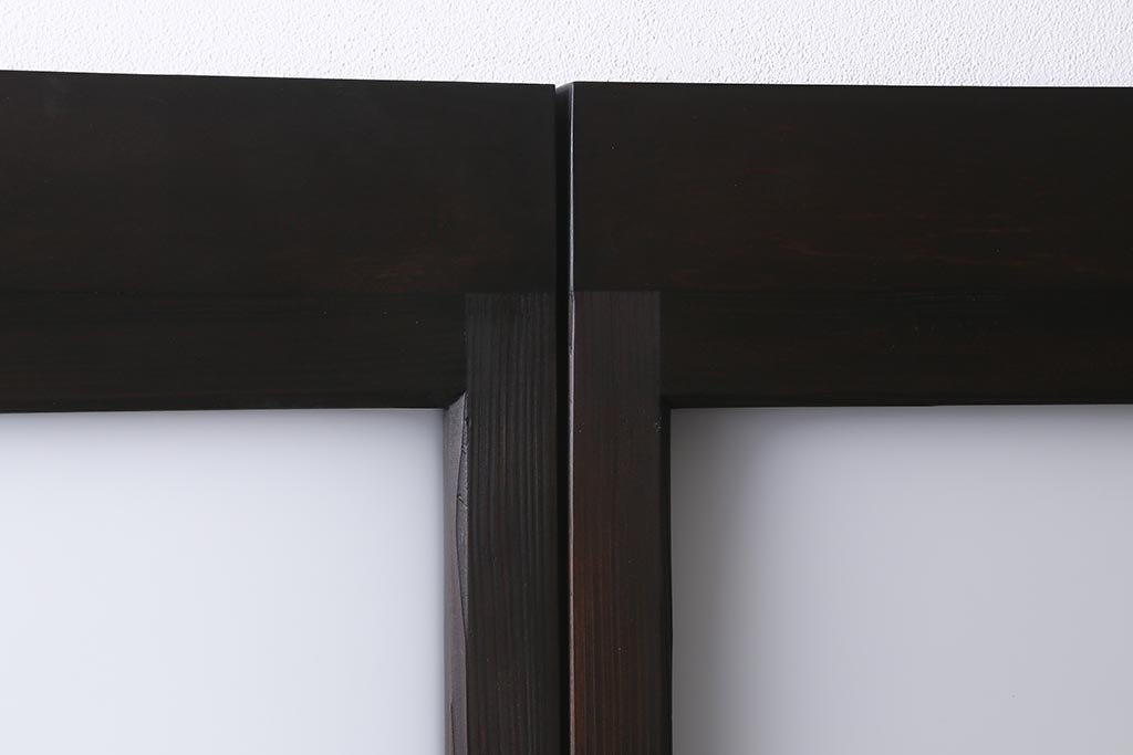 アンティーク建具　背高リメイク　昭和レトロ　ダイヤガラス・すりガラス入り　吊り下げタイプのガラス戸3枚セット(引き戸)(R-040924)