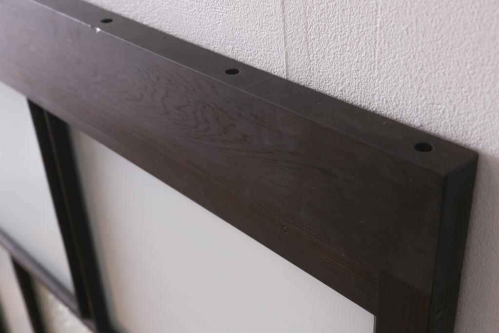 アンティーク建具　背高リメイク　昭和レトロ　ダイヤガラス・すりガラス入り　吊り下げタイプのガラス戸3枚セット(引き戸)(R-040924)