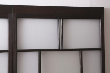 アンティーク建具　背高リメイク　昭和レトロ　ダイヤガラス・すりガラス入り　吊り下げタイプのガラス戸3枚セット(引き戸)(R-040924)