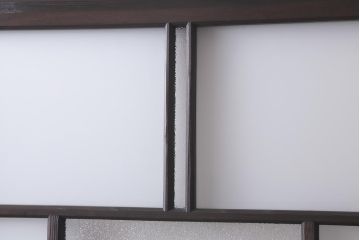 アンティーク建具　背高リメイク　昭和レトロ　ダイヤガラス・すりガラス入り　吊り下げタイプのガラス戸3枚セット(引き戸)(R-040924)