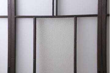 アンティーク建具　背高リメイク　昭和レトロ　ダイヤガラス・すりガラス入り　吊り下げタイプのガラス戸3枚セット(引き戸)(R-040924)