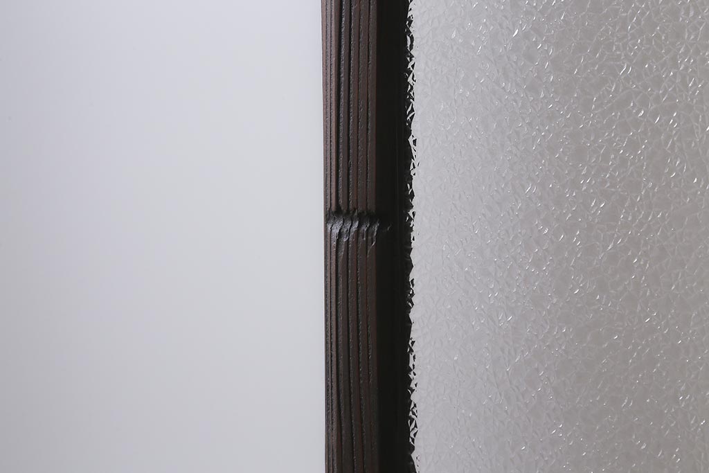 アンティーク建具　背高リメイク　昭和レトロ　ダイヤガラス・すりガラス入り　吊り下げタイプのガラス戸3枚セット(引き戸)(R-040924)