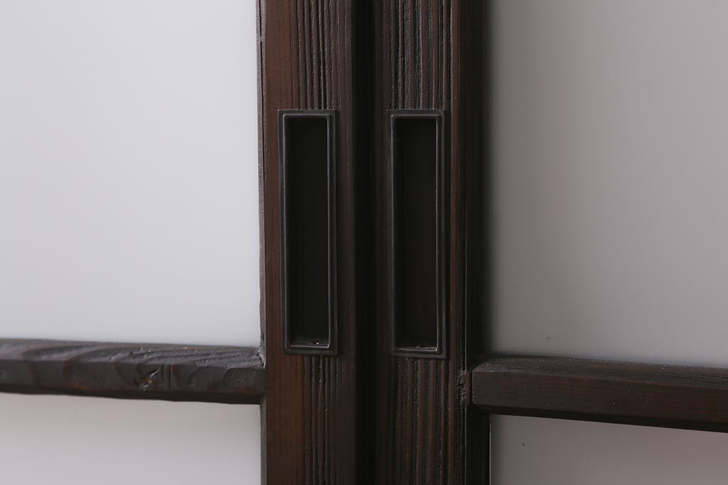 アンティーク建具　背高リメイク　昭和レトロ　ダイヤガラス・すりガラス入り　吊り下げタイプのガラス戸3枚セット(引き戸)(R-040924)