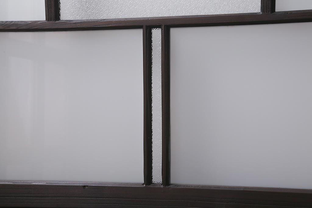 アンティーク建具　背高リメイク　昭和レトロ　ダイヤガラス・すりガラス入り　吊り下げタイプのガラス戸3枚セット(引き戸)(R-040924)