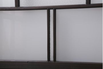 アンティーク建具　背高リメイク　昭和レトロ　ダイヤガラス・すりガラス入り　吊り下げタイプのガラス戸3枚セット(引き戸)(R-040924)