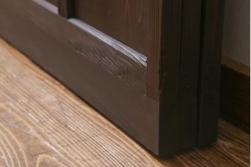 アンティーク建具　背高リメイク　昭和レトロ　ダイヤガラス・すりガラス入り　吊り下げタイプのガラス戸3枚セット(引き戸)(R-040924)