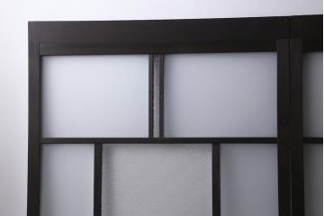 アンティーク建具　背高リメイク　昭和レトロ　ダイヤガラス・すりガラス入り　吊り下げタイプのガラス戸3枚セット(引き戸)(R-040924)