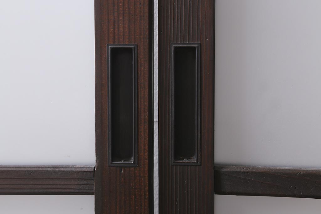 アンティーク建具　背高リメイク　昭和レトロ　ダイヤガラス・すりガラス入り　吊り下げタイプのガラス戸3枚セット(引き戸)(R-040924)