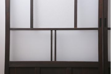 アンティーク建具　背高リメイク　昭和レトロ　ダイヤガラス・すりガラス入り　吊り下げタイプのガラス戸3枚セット(引き戸)(R-040924)