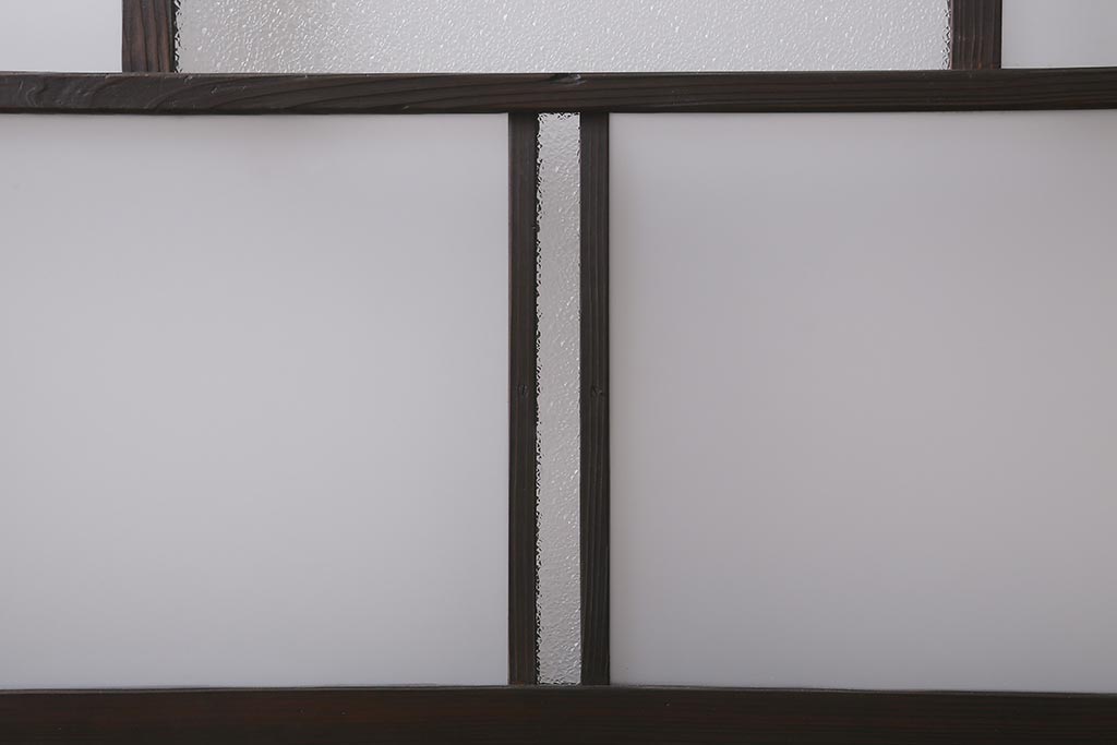 アンティーク建具　背高リメイク　昭和レトロ　ダイヤガラス・すりガラス入り　吊り下げタイプのガラス戸3枚セット(引き戸)(R-040924)