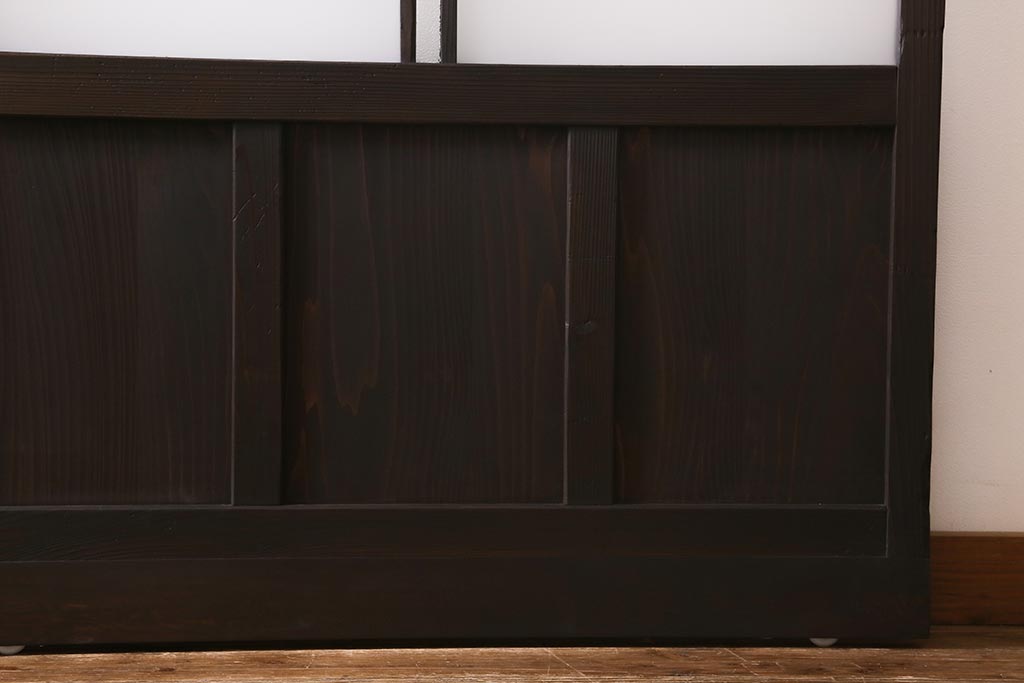 アンティーク建具　背高リメイク　昭和レトロ　ダイヤガラス・すりガラス入り　吊り下げタイプのガラス戸3枚セット(引き戸)(R-040924)