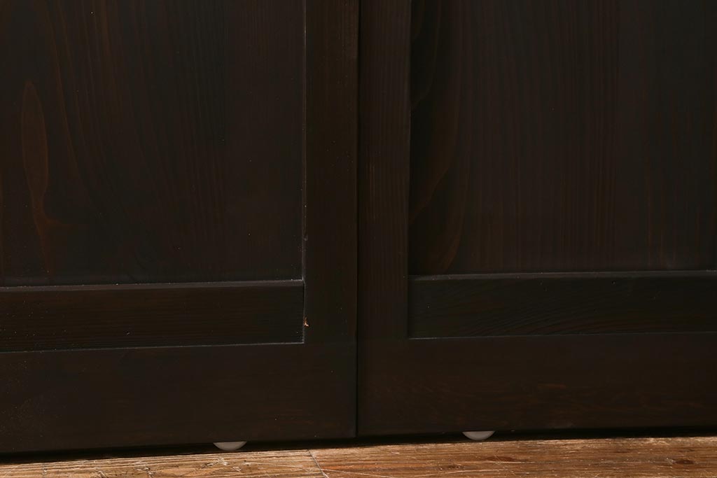 アンティーク建具　背高リメイク　昭和レトロ　ダイヤガラス・すりガラス入り　吊り下げタイプのガラス戸3枚セット(引き戸)(R-040924)