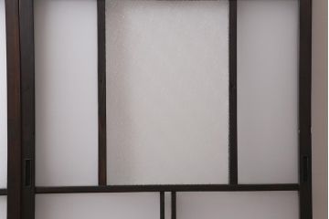 アンティーク建具　背高リメイク　昭和レトロ　ダイヤガラス・すりガラス入り　吊り下げタイプのガラス戸3枚セット(引き戸)(R-040924)