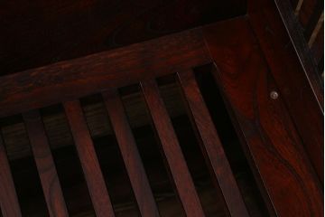 中古　九州民芸家具　本革　総ケヤキ材　漆塗り　上質な雰囲気漂う1人掛けソファ(定価30万円)(1Pソファ、椅子、アームチェア)(R-040925)