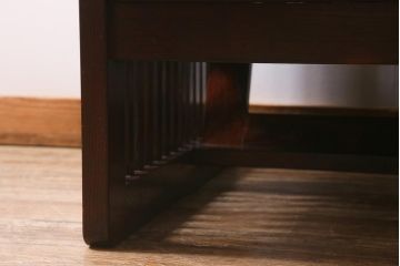 中古　九州民芸家具　本革　総ケヤキ材　漆塗り　上質な雰囲気漂う1人掛けソファ(定価30万円)(1Pソファ、椅子、アームチェア)(R-040927)