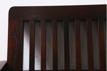 中古　九州民芸家具　本革　総ケヤキ材　漆塗り　上質な雰囲気漂う1人掛けソファ(定価30万円)(1Pソファ、椅子、アームチェア)(R-040928)