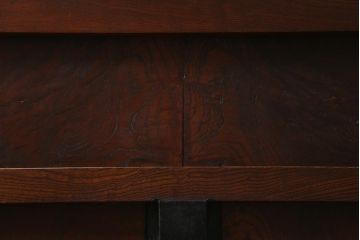 アンティーク建具　明治大正期　総ケヤキ材　亀甲金網　和の風情溢れる格子蔵戸(引き戸、建具、玄関戸)(R-040931)