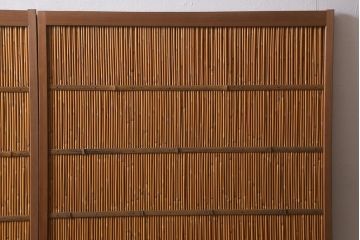 レトロ家具　竹の桟が和空間を高める御簾戸2枚セット(簾戸、簀戸、葭戸、夏障子、夏戸、窓、葦戸)(R-040932)