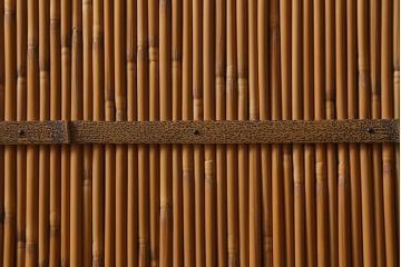レトロ家具　竹の桟が和空間を高める御簾戸2枚セット(簾戸、簀戸、葭戸、夏障子、夏戸、窓、葦戸)(R-040932)