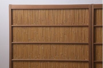 レトロ家具　竹の桟が和空間を高める御簾戸2枚セット(簾戸、簀戸、葭戸、夏障子、夏戸、窓、葦戸)(R-040932)