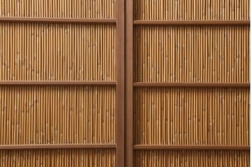 レトロ家具　竹の桟が和空間を高める御簾戸2枚セット(簾戸、簀戸、葭戸、夏障子、夏戸、窓、葦戸)(R-040932)