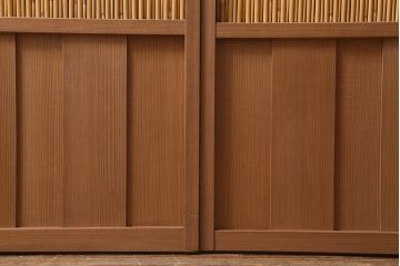 レトロ家具　竹の桟が和空間を高める御簾戸2枚セット(簾戸、簀戸、葭戸、夏障子、夏戸、窓、葦戸)(R-040932)